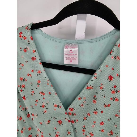 No Boundaries Women's Green Short Sleeve Wrap V-neck Polyester Mini Dress Size M - Picture 4 of 5